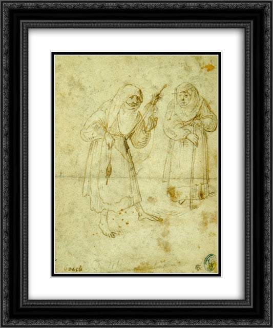 Two witches 20x24 Black Ornate Wood Framed Art Print Poster with Double Matting by Bosch, Hieronymus