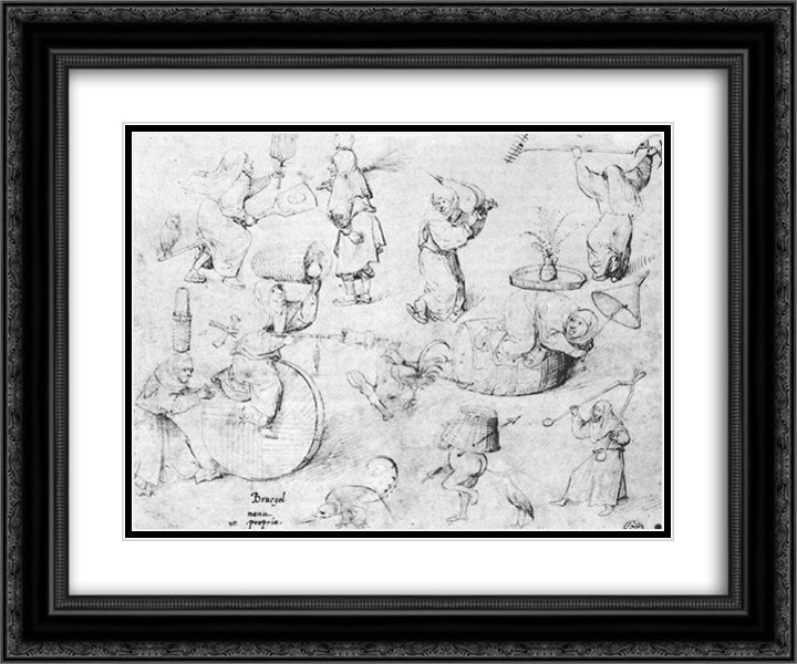 Witches 24x20 Black Ornate Wood Framed Art Print Poster with Double Matting by Bosch, Hieronymus