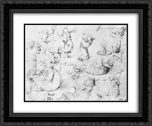 Witches 24x20 Black Ornate Wood Framed Art Print Poster with Double Matting by Bosch, Hieronymus