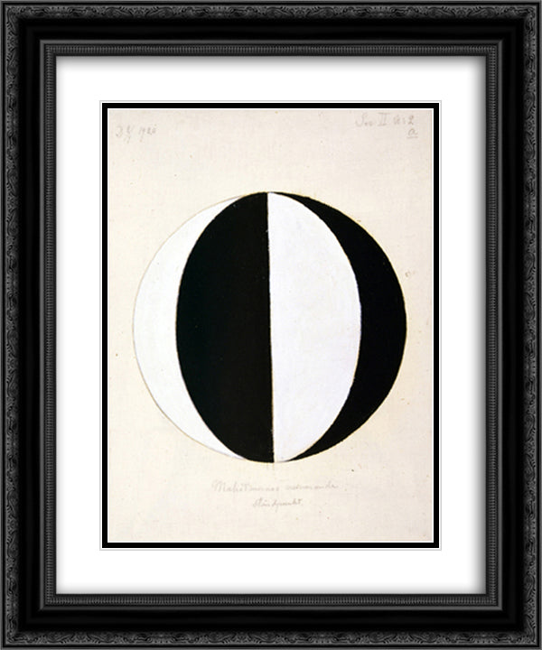 The Mahatmas Present Standing Point, Series II, No. 2a 20x24 Black Ornate Wood Framed Art Print Poster with Double Matting by Klint, Hilma af