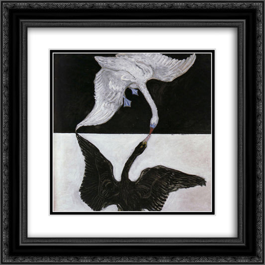 The Swan (No. 17) 20x20 Black Ornate Wood Framed Art Print Poster with Double Matting by Klint, Hilma af