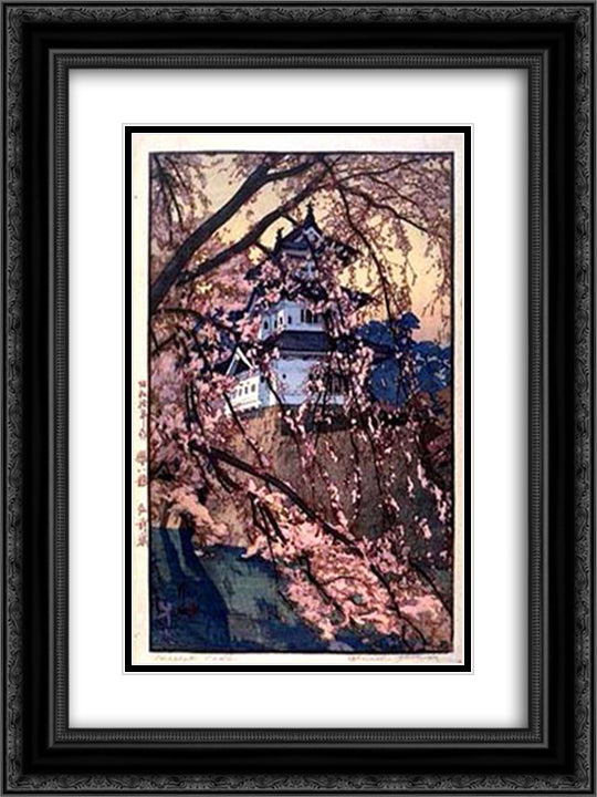 Hirosaki Castle 18x24 Black Ornate Wood Framed Art Print Poster with Double Matting by Yoshida, Hiroshi