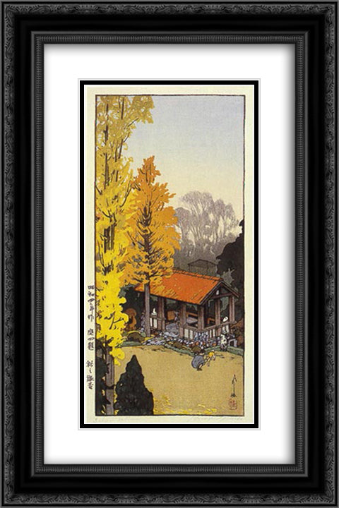 Icho in Autumn 16x24 Black Ornate Wood Framed Art Print Poster with Double Matting by Yoshida, Hiroshi