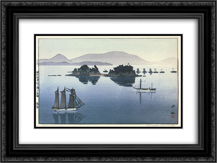 Nabeshima 24x18 Black Ornate Wood Framed Art Print Poster with Double Matting by Yoshida, Hiroshi
