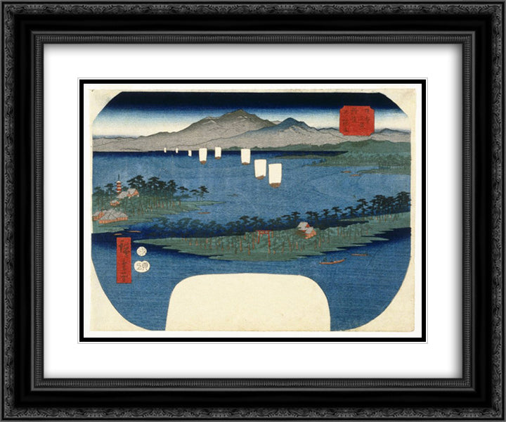 Ama No Hashidate in Tango Province 24x20 Black Ornate Wood Framed Art Print Poster with Double Matting by Hiroshige