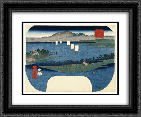 Ama No Hashidate in Tango Province 24x20 Black Ornate Wood Framed Art Print Poster with Double Matting by Hiroshige