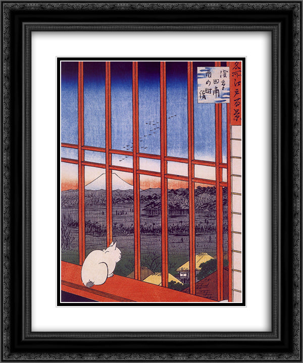 Otori Shrine 20x24 Black Ornate Wood Framed Art Print Poster with Double Matting by Hiroshige