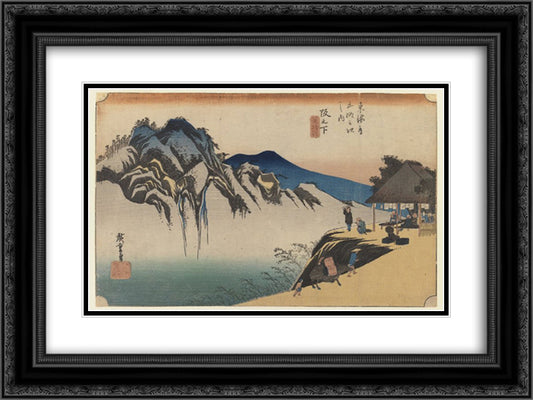 Sakanoshita the Throwing Away the Brush Peak 24x18 Black Ornate Wood Framed Art Print Poster with Double Matting by Hiroshige