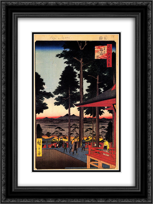 The Inari Shrine at Oji 18x24 Black Ornate Wood Framed Art Print Poster with Double Matting by Hiroshige