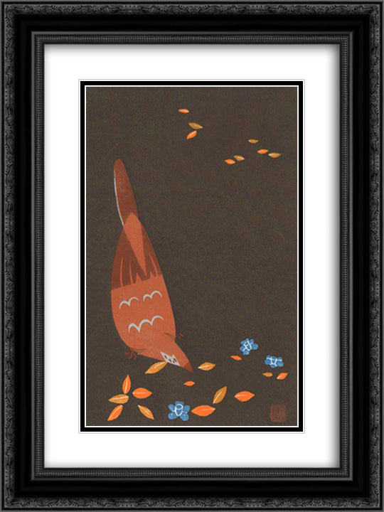 Fallen Leaves A 18x24 Black Ornate Wood Framed Art Print Poster with Double Matting by Tajima, Hiroyuki