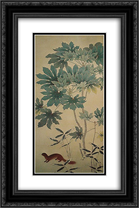 Squirrel 16x24 Black Ornate Wood Framed Art Print Poster with Double Matting by Shunso, Hishida
