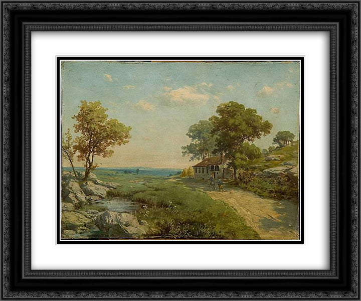 Figure Landscape 24x20 Black Ornate Wood Framed Art Print Poster with Double Matting by Ali Riza, Hoca