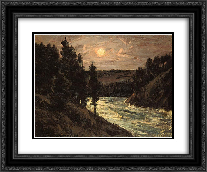 Mountain River 24x20 Black Ornate Wood Framed Art Print Poster with Double Matting by Watson, Homer