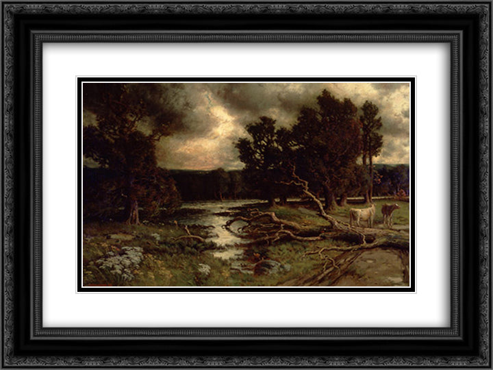 Near the Close of a Stormy Day 24x18 Black Ornate Wood Framed Art Print Poster with Double Matting by Watson, Homer