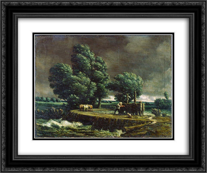 The Flood Gate 24x20 Black Ornate Wood Framed Art Print Poster with Double Matting by Watson, Homer