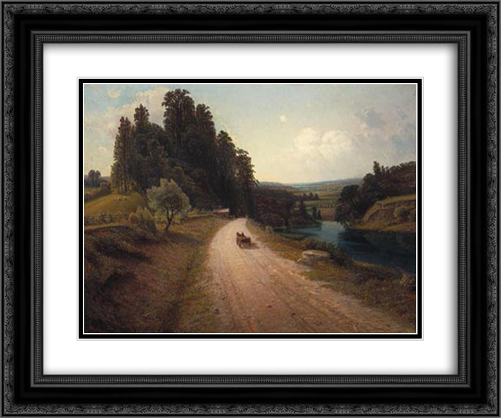 The Stone Road 24x20 Black Ornate Wood Framed Art Print Poster with Double Matting by Watson, Homer