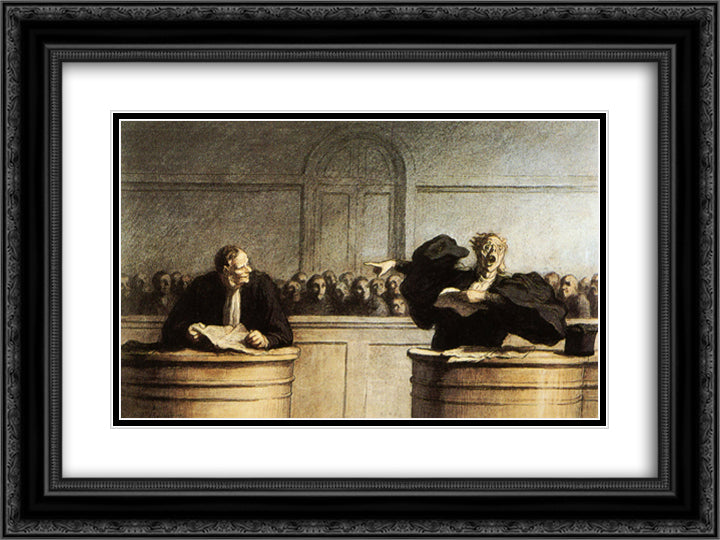 A Famous Cause 24x18 Black Ornate Wood Framed Art Print Poster with Double Matting by Daumier, Honore