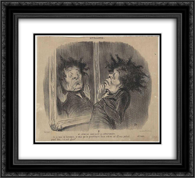 Adolphe Cremieux (Mr Cremieux seeking an apartment) 22x20 Black Ornate Wood Framed Art Print Poster with Double Matting by Daumier, Honore