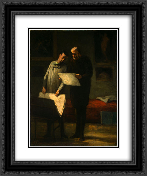 Advice to a Young Artist 20x24 Black Ornate Wood Framed Art Print Poster with Double Matting by Daumier, Honore