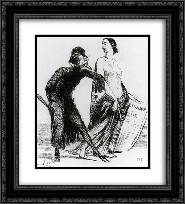 Beautiful injury, want you to accept my arm 20x22 Black Ornate Wood Framed Art Print Poster with Double Matting by Daumier, Honore