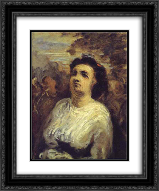 Bust of a Woman 20x24 Black Ornate Wood Framed Art Print Poster with Double Matting by Daumier, Honore