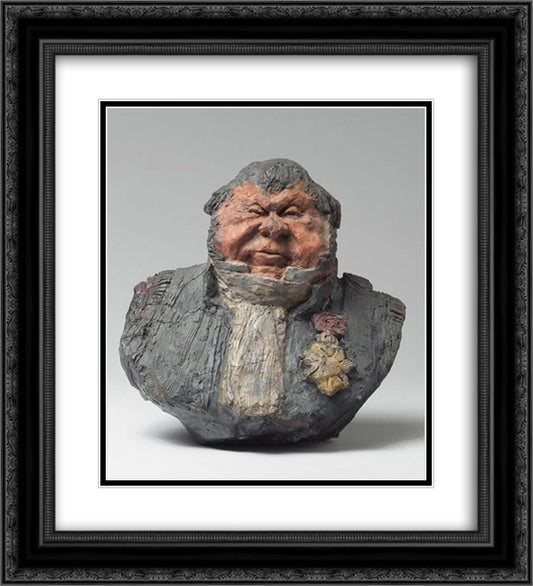 Bust of Hippolyte Abraham, known as Abraham-Dubois 20x22 Black Ornate Wood Framed Art Print Poster with Double Matting by Daumier, Honore