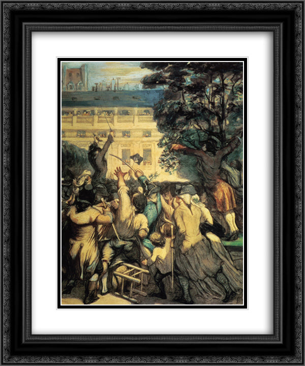 Camille Desmoulins in the Palais Royal 20x24 Black Ornate Wood Framed Art Print Poster with Double Matting by Daumier, Honore