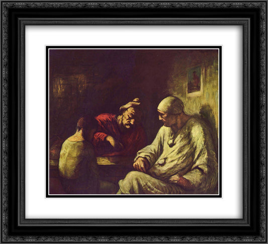 Catch the juggler 22x20 Black Ornate Wood Framed Art Print Poster with Double Matting by Daumier, Honore