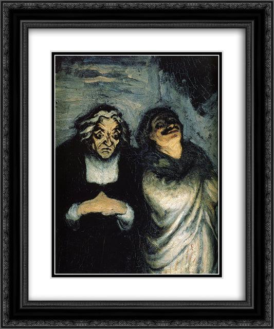 Comedy scene (scene from Moliere) 20x24 Black Ornate Wood Framed Art Print Poster with Double Matting by Daumier, Honore