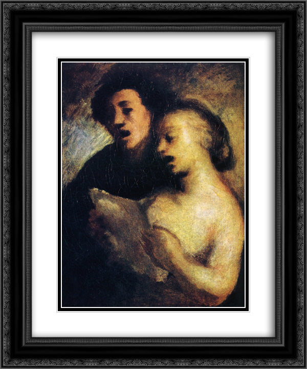 Couples Singers 20x24 Black Ornate Wood Framed Art Print Poster with Double Matting by Daumier, Honore