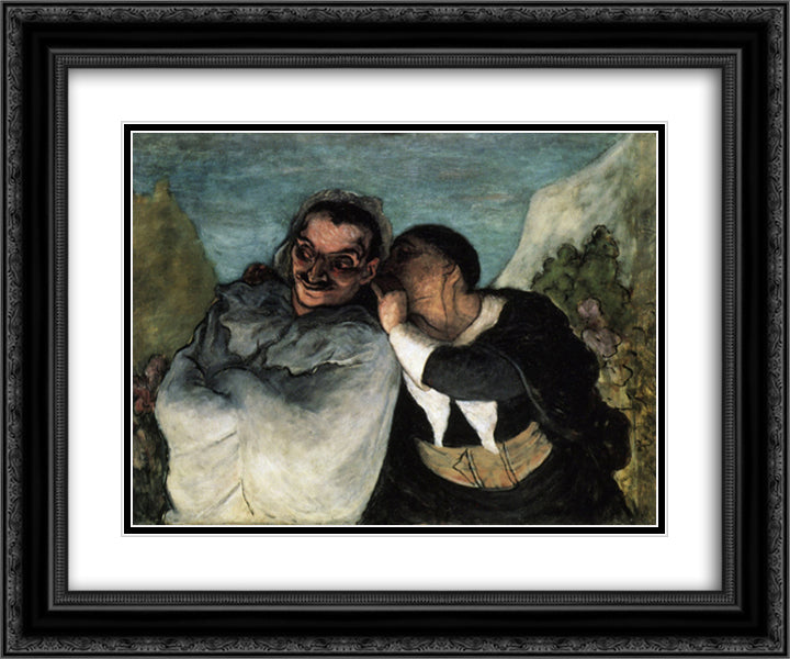 Crispin and Scapin 24x20 Black Ornate Wood Framed Art Print Poster with Double Matting by Daumier, Honore