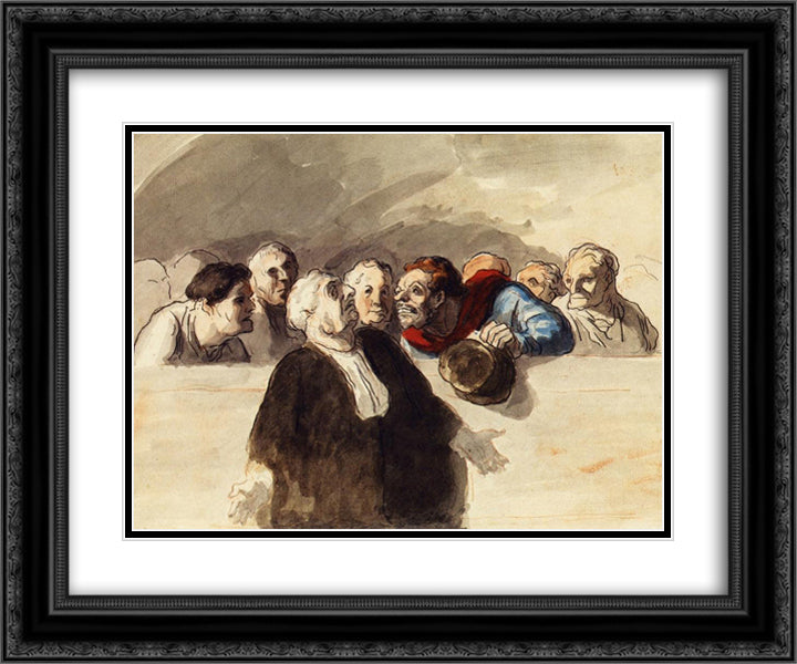 Defense Attorney 24x20 Black Ornate Wood Framed Art Print Poster with Double Matting by Daumier, Honore