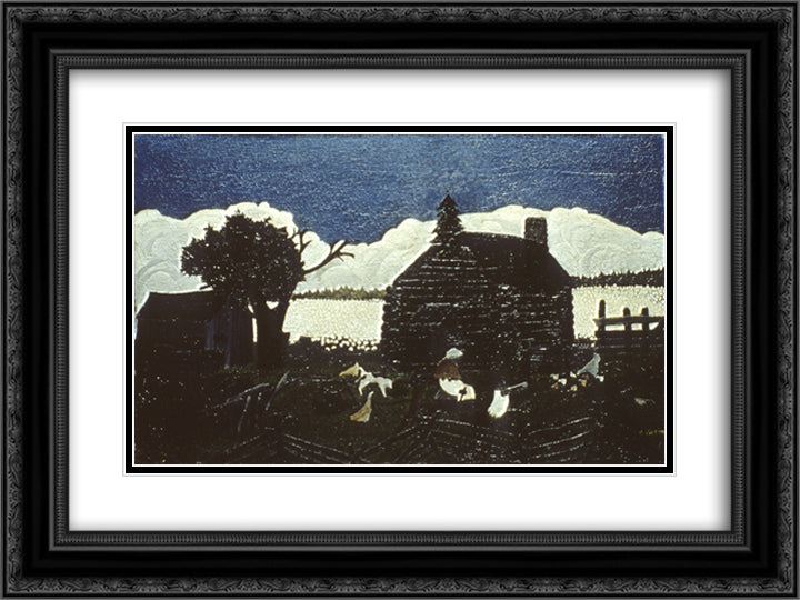 Cabin in the Cotton 24x18 Black Ornate Wood Framed Art Print Poster with Double Matting by Pippin, Horace