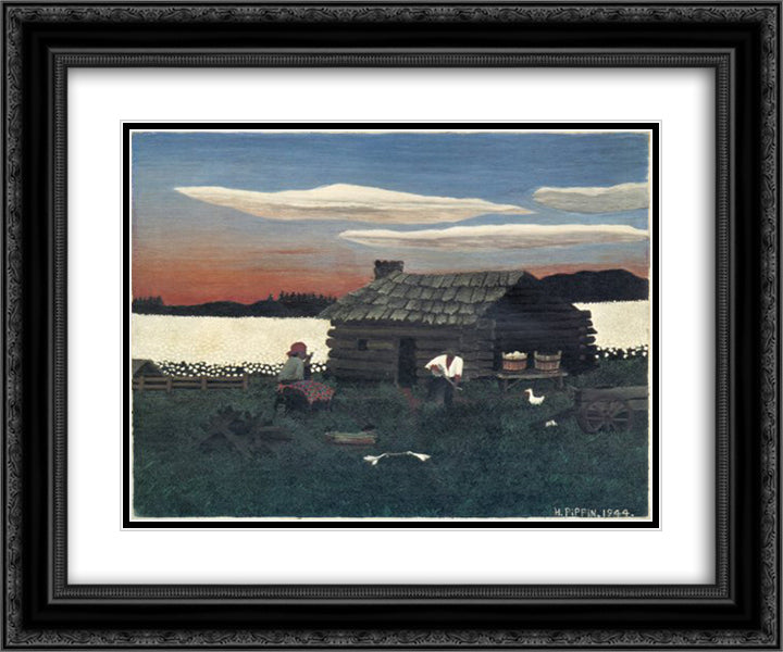 Cabin In The Cotton III 24x20 Black Ornate Wood Framed Art Print Poster with Double Matting by Pippin, Horace