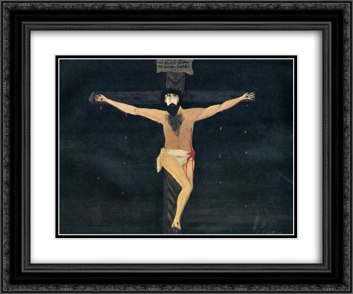 Crucifixion 24x20 Black Ornate Wood Framed Art Print Poster with Double Matting by Pippin, Horace