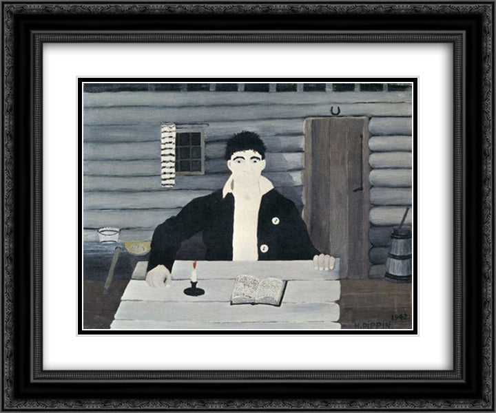 John Brown Reading His Bible 24x20 Black Ornate Wood Framed Art Print Poster with Double Matting by Pippin, Horace