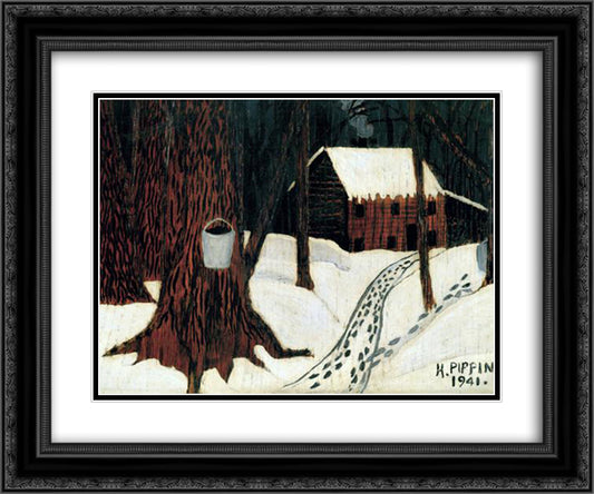 Maple Sugar Season 24x20 Black Ornate Wood Framed Art Print Poster with Double Matting by Pippin, Horace