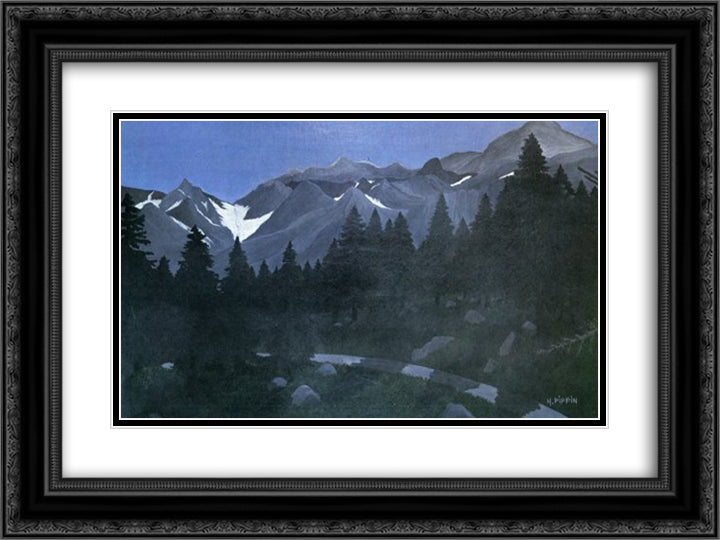 Mountain Landscape 24x18 Black Ornate Wood Framed Art Print Poster with Double Matting by Pippin, Horace