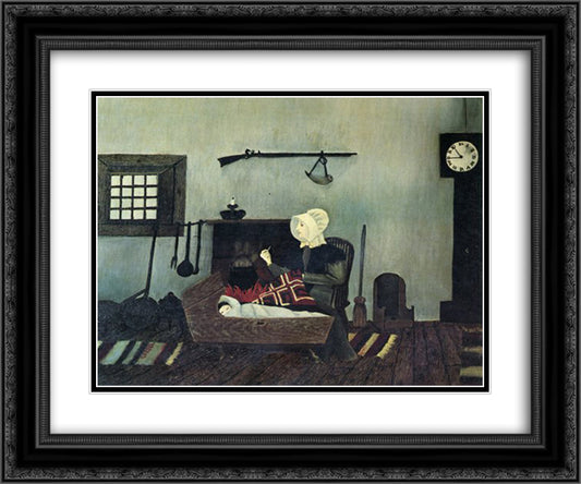 Quaker Mother And Child 24x20 Black Ornate Wood Framed Art Print Poster with Double Matting by Pippin, Horace