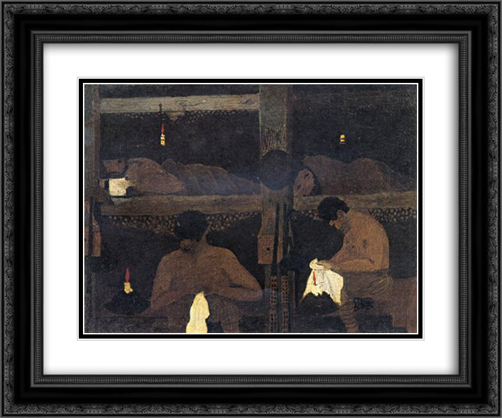 Study For The Barracks 24x20 Black Ornate Wood Framed Art Print Poster with Double Matting by Pippin, Horace