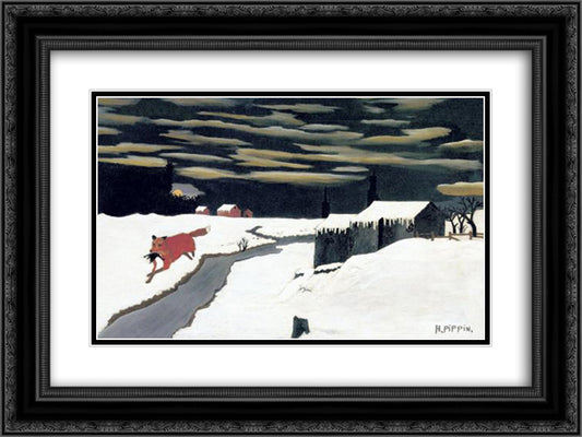 The Get Away Fox 24x18 Black Ornate Wood Framed Art Print Poster with Double Matting by Pippin, Horace