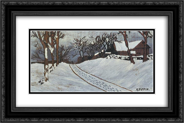 The Old Mill 24x16 Black Ornate Wood Framed Art Print Poster with Double Matting by Pippin, Horace