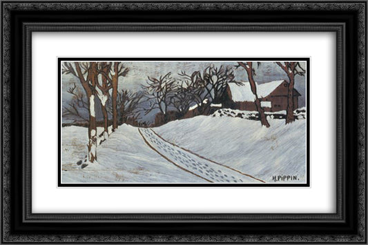 The Old Mill 24x16 Black Ornate Wood Framed Art Print Poster with Double Matting by Pippin, Horace