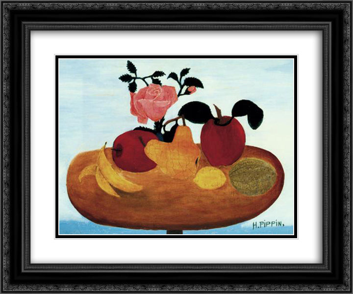 The Warped Table Still Life 24x20 Black Ornate Wood Framed Art Print Poster with Double Matting by Pippin, Horace