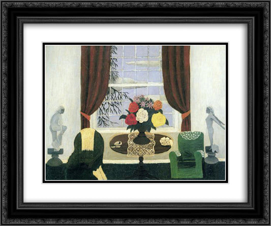 Victorian Parlor Still Life 24x20 Black Ornate Wood Framed Art Print Poster with Double Matting by Pippin, Horace