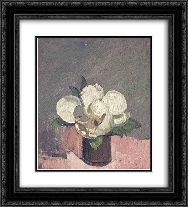 Magnolia 20x22 Black Ornate Wood Framed Art Print Poster with Double Matting by Trenerry, Horace
