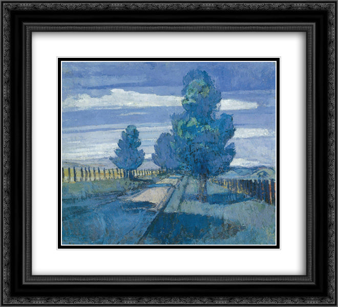 The Pines 22x20 Black Ornate Wood Framed Art Print Poster with Double Matting by Trenerry, Horace