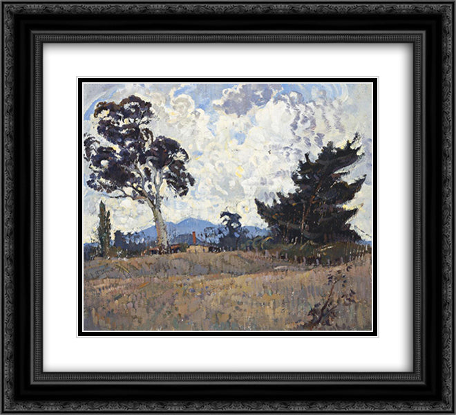Woodside Pastoral 22x20 Black Ornate Wood Framed Art Print Poster with Double Matting by Trenerry, Horace