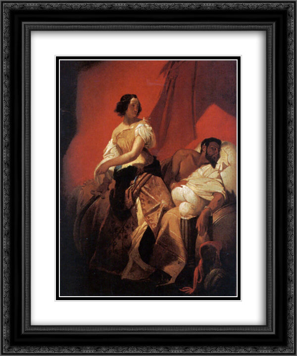 Judith and Holofernes 20x24 Black Ornate Wood Framed Art Print Poster with Double Matting by Vernet, Horace