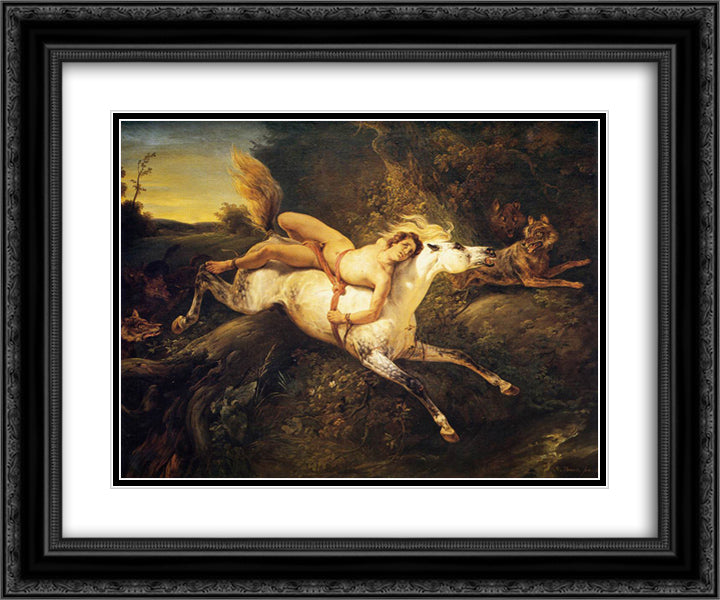 Mazeppa and the Wolves 24x20 Black Ornate Wood Framed Art Print Poster with Double Matting by Vernet, Horace